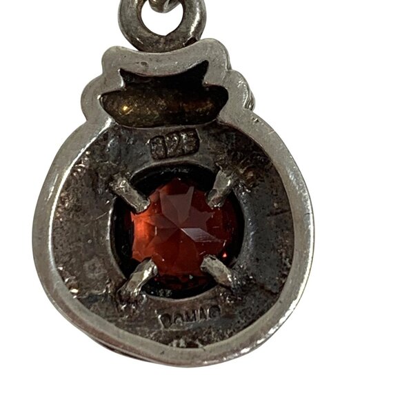 Vintage BOMA 925 Stainless Steel Garnet Dangle Drop Post Earrings - Picture 6 of 7
